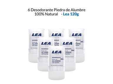 PACK 6 DESODORANTE LEA PIEDRA ALUMBRE 100% NATURAL 120 GR