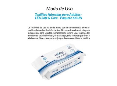 LIMPIEZA FACIAL LEA TOALLITAS HUMEDAS ADULTOS SOFT CARE PAQUETE 64 UN - 2