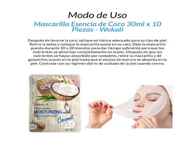 MASCARILLA WOKALI 3 UNIDADES ESENCIA COCO 30ML 10 PIEZAS - 2