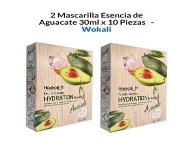 MASCARILLA WOKALI 2 UNIDADES ESENCIA AGUACATE 30ML 10 PIEZAS