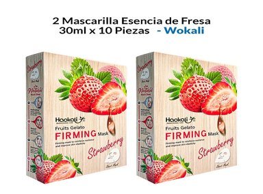 MASCARILLA WOKALI 2 UNIDADES ESENCIA FRESA 30ML 10 PIEZAS