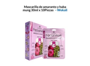 MASCARILLA WOKALI 30ML AMARANTO Y HABA MUNG 10 PIEZAS