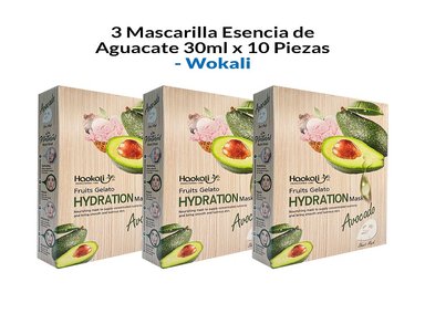 MASCARILLA WOKALI 3 UNIDADES ESENCIA AGUACATE 30ML 10 PIEZAS
