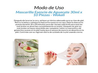 MASCARILLA WOKALI 3 UNIDADES ESENCIA AGUACATE 30ML 10 PIEZAS - 2