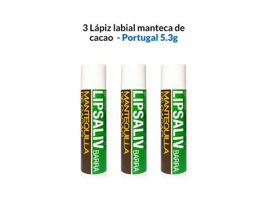 LÁPIZ LABIOS PORTUGAL 3 UNIDADES MANTECA CACAO 5.3G - 1