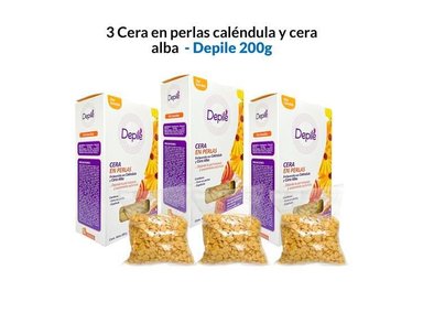 CERA CUERPO DEPILÉ AROMÁTICA 3 UNIDADES EN PERLAS CALÉNDULA Y CERA ALBA 200G