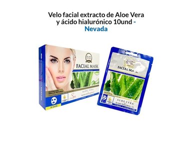 MASCARA FACIAL NEVADA NATURAL PRODUCTS VELO EXTRACTO ALOE VERA ACIDO HIALURONICO 10 UN