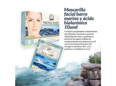 PACK 2 MASCARA FACIAL NEVADA NATURAL PRODUCTS VELO BARRO MARINO ACIDO HIALURONICO 10 UN - 3