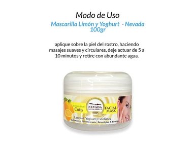PACK 2 MASCARA FACIAL NEVADA NATURAL PRODUCTS MASCARILLA ACLARADOR LIMON YOGURT 100 GR - 2