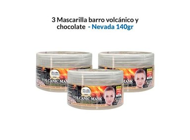 PACK 3 MASCARA FACIAL NEVADA NATURAL PRODUCTS MASCARILLA BARRO VOLCANICO CHOCOLATE 140 GR