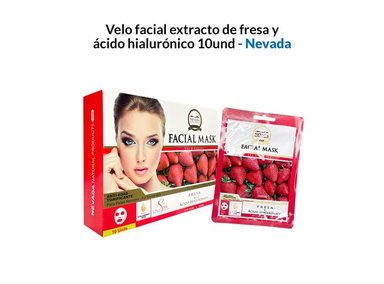 MASCARA FACIAL NEVADA NATURAL PRODUCTS VELO EXTRACTO FRESA ACIDO HIALURONICO 10 UN