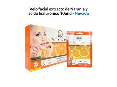 MASCARA FACIAL NEVADA NATURAL PRODUCTS VELO EXTRACTO NARANJA ACIDO HIALURONICO 10 UN