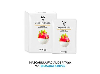 MASCARILLA FACIAL BIO AQUA 30G ESENCIA PITAHAYA HIDRATACIÓN PROFUNDA V7 10PCS
