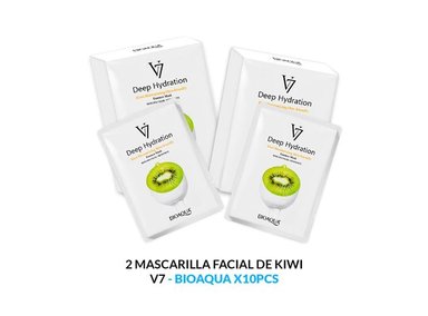 MASCARILLA BIO AQUA 2 UNIDADES FACIAL ESENCIA KIWI HIDRATACIÓN PROFUNDA V7 30G 10PCS