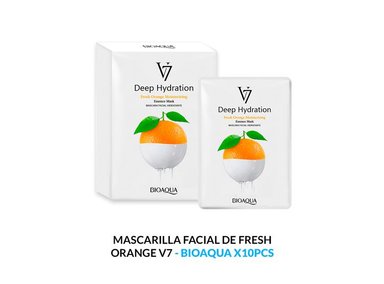 MASCARILLA FACIAL BIO AQUA 30G ESENCIA NARANJA HIDRATACIÓN PROFUNDA V7 10PCS