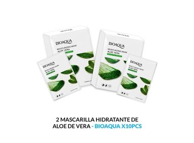 MASCARILLA BIO AQUA 2 UNIDADES FACIAL HIDRATANTE ALOE VERA 25G 10 PCS