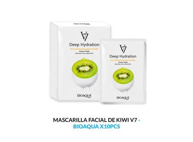 MASCARILLA FACIAL BIO AQUA 30G ESENCIA KIWI HIDRATACIÓN PROFUNDA V7 10PCS