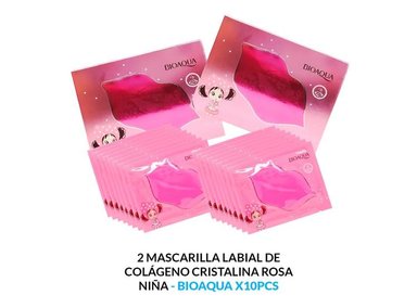 MASCARILLA BIO AQUA 2 UNIDADES LABIAL COLÁGENO CRISTALINA ROSA NIÑA 8G 10PCS