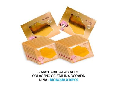 MASCARILLA BIO AQUA 2 UNIDADES LABIAL COLÁGENO CRISTALINA DORADA NIÑA