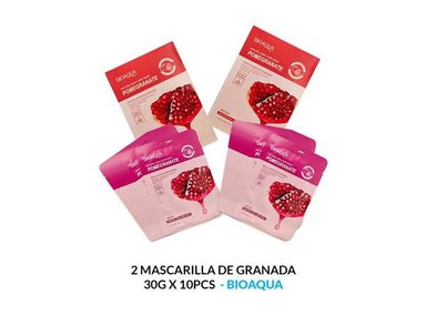 MASCARILLA BIO AQUA 2 UNIDADES NATURAL CUIDADO LA PIEL GRANADA 30G 10PCS