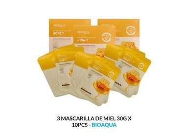 MASCARILLA BIO AQUA 3 UNIDADES NATURAL MIEL CUIDADO LA PIEL 30G 10PCS