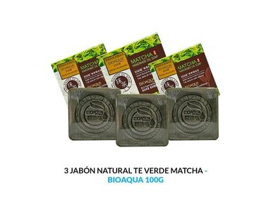 PACK 3 TRATAMIENTO LIMPIEZA FACIAL BIO AQUA JABON NATURAL TE VERDE MATCHA BIOAQUA DESINTOXICANTE 100 GR - 1