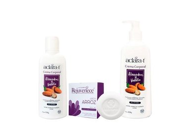 CREMA CUERPO ACLARA-T AROMÁTICA ALMENDRAS Y VAINILLA 450G Y 150G + JABÓN REJUV ARROZ 50G - 1