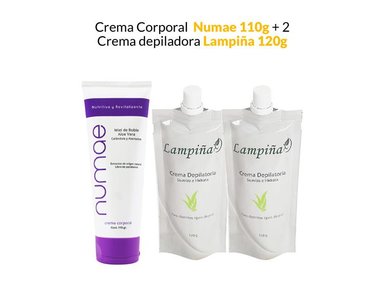 CREMA CUERPO NUMAE AROMÁTICA 110G + 2 DEPILADORA LAMPIÑA 120G