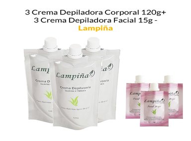 CREMA LAMPIÑA AROMÁTICA DEPILADORA CUERPO 120G 3 UNIDADES + DEPILADORA ROSTRO 15G 3 UNIDADES