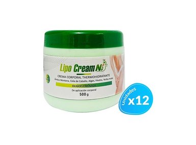 CREMA CUERPO LIPO CREAM NI AROMÁTICA 12 UNIDADES THERMOHIDRATANTE TAPA VERDE 500G - 1