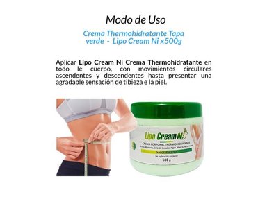 CREMA CUERPO LIPO CREAM NI AROMÁTICA 12 UNIDADES THERMOHIDRATANTE TAPA VERDE 500G - 3