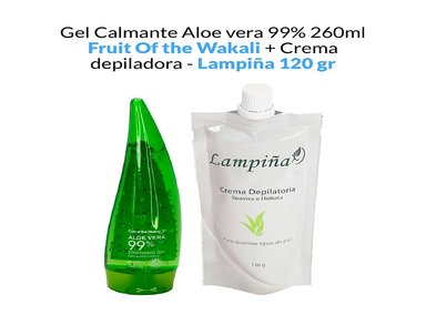GEL ALOE VERA 99% CALMANTE CUERPO FRUIT OF THE WOKALI AROMÁTICA 260ML + 1 CREMA DEPILADORA LAMPIÑA 120G