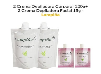 CREMA DEPILATORIA LAMPIÑA AROMÁTICA CUERPO 120G 2 UNIDADES + CREMA DEPILADORA ROSTRO 15G 2 UNIDADES