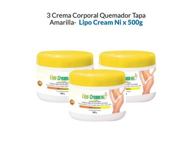 CREMA CUERPO LIPO CREAM NI AROMÁTICA 3 UNIDADES QUEMADOR TAPA AMARILLA 500G - 1