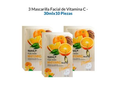 MÁSCARA FACIAL FRUIT OF THE WOKALI 30ML BLANQUEADORA VITAMINA C 10 PIEZAS 3 PACK