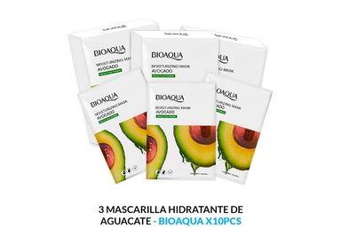 MASCARILLA FACIAL BIOAQUA 25G HIDRATANTE AGUACATE 10PCS 3 UNIDADES