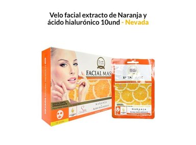 MASCARILLA NEVADA NATURAL PRODUCTS 10 UNIDADES VELO FACIAL EXTRACTO NARANJA Y ÁCIDO HIALURÓNICO