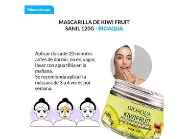 MASCARILLA DORMIR BIOAQUA 120G PIEL TIERNA KIWI FRUIT 3 UNI - 2
