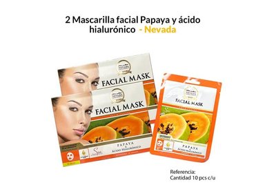 MASCARILLA NEVADA NATURAL PRODUCTS PACK 2 VELO FACIAL EXTRACTO PAPAYA Y ÁCIDO HIALURÓNICO 10UND