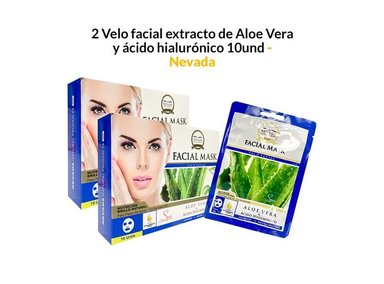 MASCARILLA NEVADA NATURAL PRODUCTS PACK 2 VELO FACIAL EXTRACTO ALOE VERA Y ÁCIDO HIALURÓNICO 10UNID