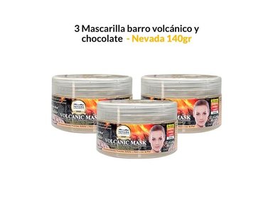 MASCARILLA NEVADA NATURAL PRODUCTS 140G BARRO VOLCÁNICO Y CHOCOLATE 3 UNIDADES