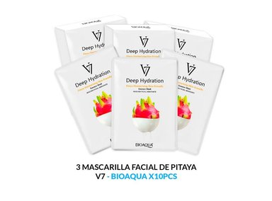 MASCARILLA FACIAL BIOAQUA 30G ESENCIA PITAHAYA 10PCS 3 UNIDADES