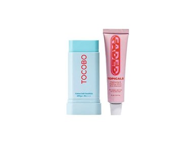 SET BLOQUEADOR FACIAL TOCOBO BARRA SOLAR SPF 50 19 GR + FADED MINI MANCHAS TOPICALS 15 GR
