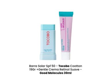 SET BLOQUEADOR FACIAL TOCOBO BARRA SOLAR SPF50 19 GR + GENTLE CREMA RETINOL GOOD MOLECULES 30 ML - 4