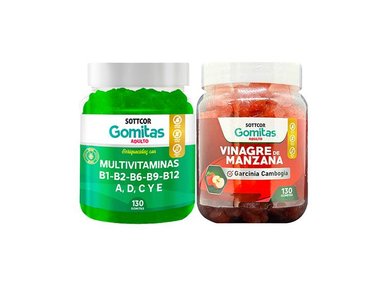 GOMITAS ADULTO MULTIVITAMINAS + GOMITAS VINAGRE DE MANZANA