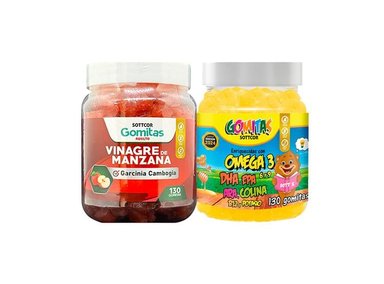 GOMITAS ADULTO VINAGRE DE MANZANA + OMEGA PARA NIÑOS