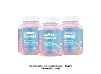 BIOTINA Y ÁCID FÓLICO 60 GMTS CURVY GUMMIES 3UNI