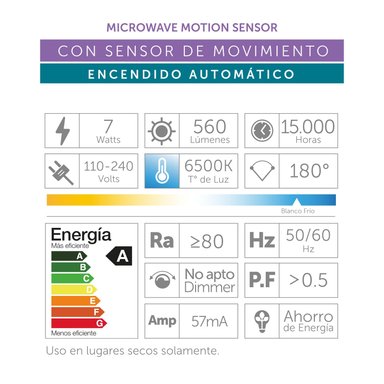 FOCO A60 CON SENSOR DE MOVIMIENTO 7W - 3