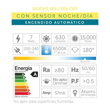 FOCO CON SENSOR DÍA/NOCHE 7W LEDBY - 3