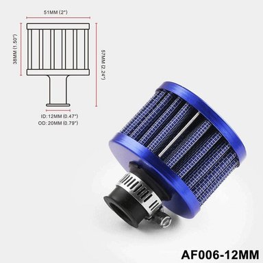 FILTRO AIRE ZAMIT TUNING MINI UNIVERSAL AZUL 1.2 CM - 3